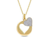 1/10 Carat (ctw) Diamond Double Heart Pendant Necklace in Yellow Plated Silver with Chain